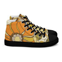 Retro Flowers Womens high top canvas shoes - Thumbnail 17