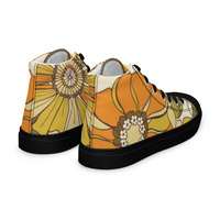 Retro Flowers Womens high top canvas shoes - Thumbnail 18