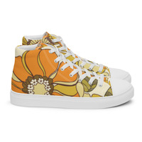 Retro Flowers Womens high top canvas shoes - Thumbnail 26