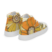 Retro Flowers Womens high top canvas shoes - Thumbnail 27