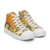 Retro Flowers Womens high top canvas shoes - Thumbnail 28