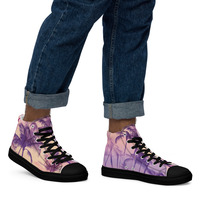 Retro Palms Mens high top canvas shoes - Thumbnail 1
