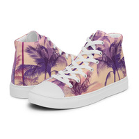 Retro Palms Mens high top canvas shoes - Thumbnail 7