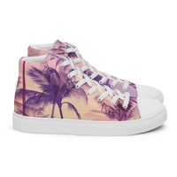 Retro Palms Mens high top canvas shoes - Thumbnail 22