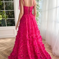 A-line 3D Lace Flower Prom Dress With Slit, PD230188 - Thumbnail 1