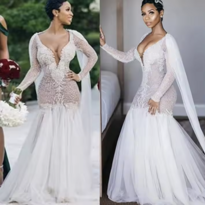 Deep v neck bridal gown wedding dresses sparkly