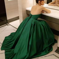 Beautiful Green Strapless Stain Party Dresses With Lace Up Back - Thumbnail 1