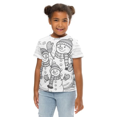Snowman family kids crew neck t-shirt