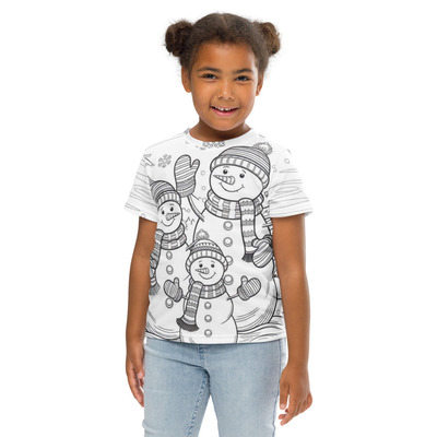 Snowman Family Kids crew neck t-shirt