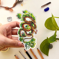 Wood Dragon - Large Holo Sticker - Thumbnail 1