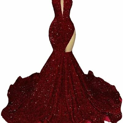 Halterneck sequined prom dress, prom gowns,prom dresses z44