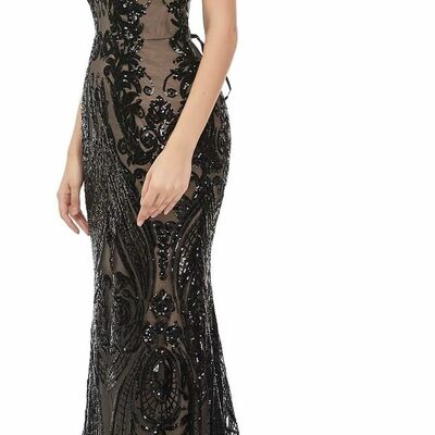 V-neck sequined prom dress, prom gowns,prom dresses z45