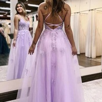 A-line V-neck Prom Dresses Long Formal Dresses With Side Slit, PD230228 - Thumbnail 1