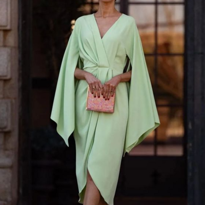 Tea-length mint green mother of bride dresses