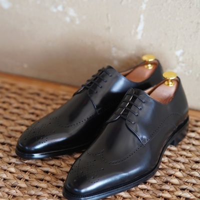 Specially designed handmade black wingtip dress formal shoes - Thumbnail 1