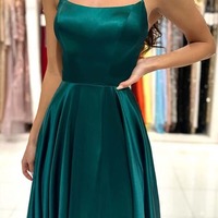 A-line Square Neck Prom Dresses With Slit, Party Dresses, PD230246 - Thumbnail 2