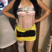 Retro sexy 3D cherry fruit digital print low waist mini skirt - Thumbnail 4