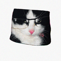 Retro black glasses cat low waist miniskirt - Thumbnail 6