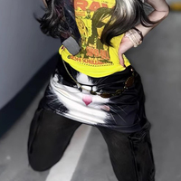 Retro black glasses cat low waist miniskirt - Thumbnail 7