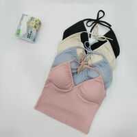 Sexy inner wear outer wear with chest pad halter neck backless camisole - Thumbnail 8