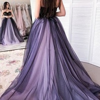 Lilac Black A-line Sweetheart Tulle Prom Dresses With Lace Appliques, PD230252 - Thumbnail 1