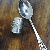 Scottish Thistle Spoon Ring – Jas Ramsay Dundee Silver Plated Vintage Jewelry (1900–1930s) - Thumbnail 5