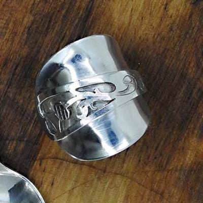 Scottish thistle spoon ring – jas ramsay dundee silver plated vintage jewelry (1900–1930s)