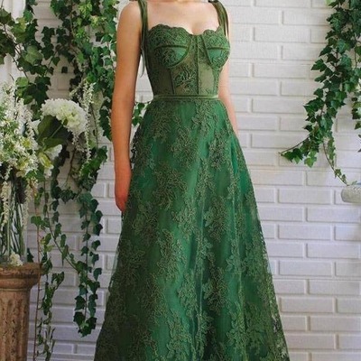 A-line tulle lace spaghetti straps prom dresses, pd230260 - Thumbnail 4