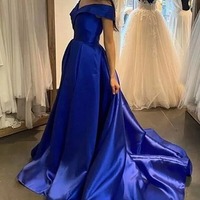 A-line Off Shoulder Evening Prom Dresses With Train, PD230266 - Thumbnail 2