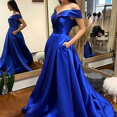 A-line off shoulder evening prom dresses with train, pd230266 - Thumbnail 3