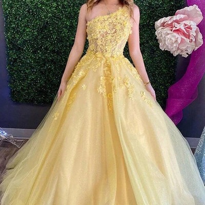 Tulle a-line scoop lace prom dresses with train, long formal dresses, pd230267 - Thumbnail 4