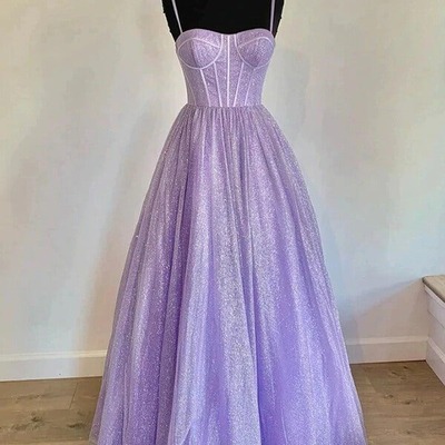 Sparkly a-line spaghetti straps sweetheart prom dresses, pd230271 - Thumbnail 3