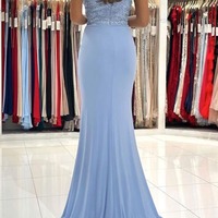 Chiffon Mermaid Lace Off-the-Shoulder Prom Dresses, Evening Dresses, PD230273 - Thumbnail 2