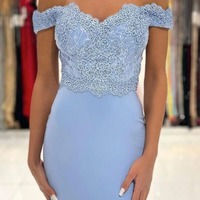 Chiffon Mermaid Lace Off-the-Shoulder Prom Dresses, Evening Dresses, PD230273 - Thumbnail 1