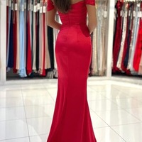 Mermaid Satin Off-the-Shoulder Long Prom Dresses, Evening Dresses, PD230277 - Thumbnail 1
