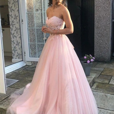 A-linetulle lace sweetheart prom dresses, long formal dresses, pd230280 - Thumbnail 4