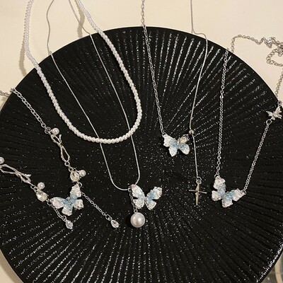 Fashion butterfly tassels pendant necklace for women girls 