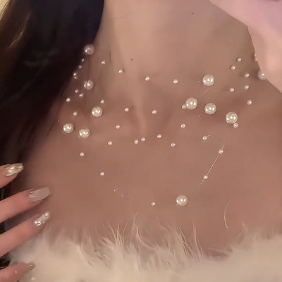 Multilayer pearl necklace, women's clavicle chain