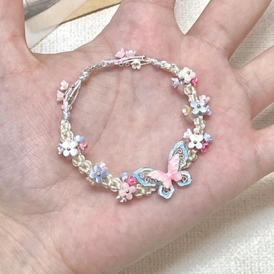 New Summer Weaving Small Fresh Handmade Butterfly  Flower Exquisite Sweet Beauty Bracelet 