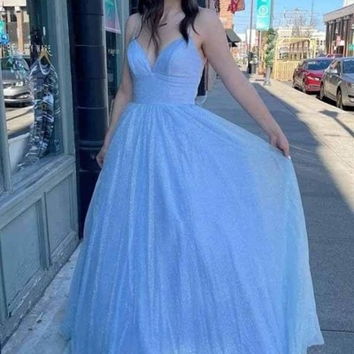 Shiny a-linetulle spaghetti straps long formal prom dresses, pd230285 - Thumbnail 4