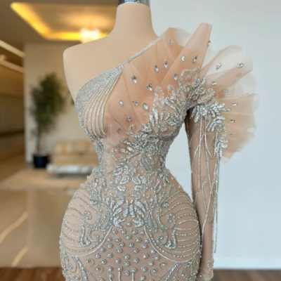 Long sleeve heavy sequined formal dress, prom gowns,prom dresses z51