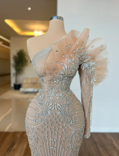 Long Sleeve Heavy Sequined Formal Dress, Prom Gowns,Prom Dresses Z51