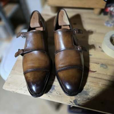 Handmade manufacture stunning twotone finishing double monks formal wear shoes