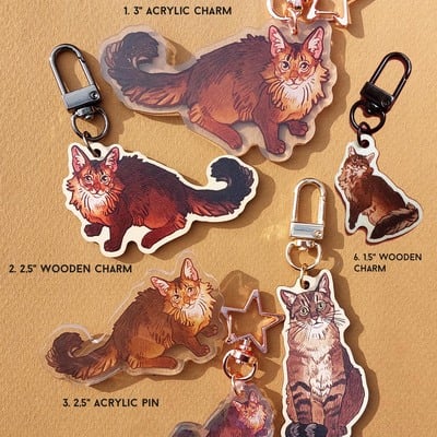 Wooden/arylic charms: cats