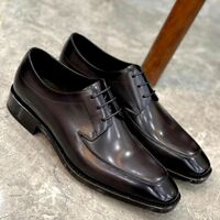 Handmade Black Simple Sleek Style Formal Lace Up Shoes - Thumbnail 1