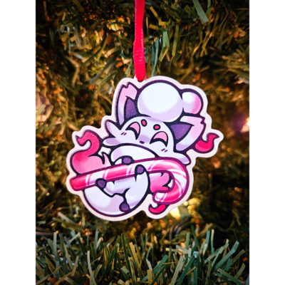 Candy cane hisuian zorua holiday ornament