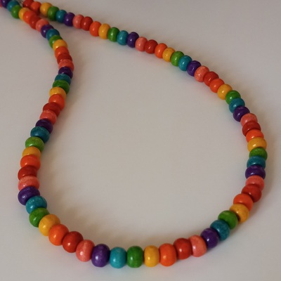 Rainbow wood bead necklace