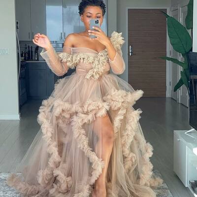 Nude layered tutu gown,birthday photoshoot dress, tutu/ tulle dress, prom gowns,prom dresses z53