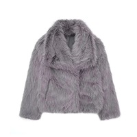 Winter Fur Coat  Big Collar Women's Top Fluffy Short Thick Coat - Thumbnail 6