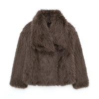 Winter Fur Coat  Big Collar Women's Top Fluffy Short Thick Coat - Thumbnail 7